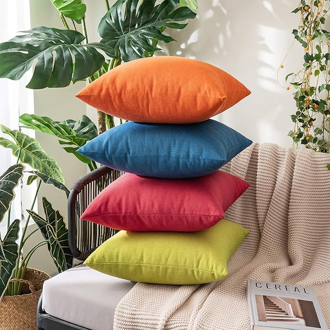 MIULEE Pack of 2 Decorative Outdoor Solid Waterproof Throw Pillow Covers Spring