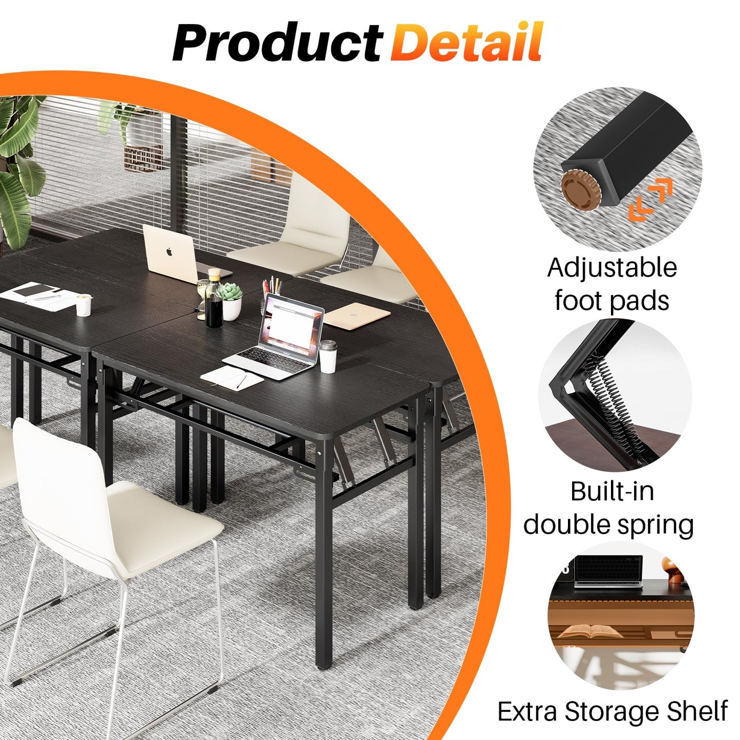 BYMECOST 31.5 inches Folding Desk Small Desk, No Assembly Computer Desk with Storage Shelf, No Install Small Foldable Table for Home Office,Study Table for Small Space (Black, 31.5")