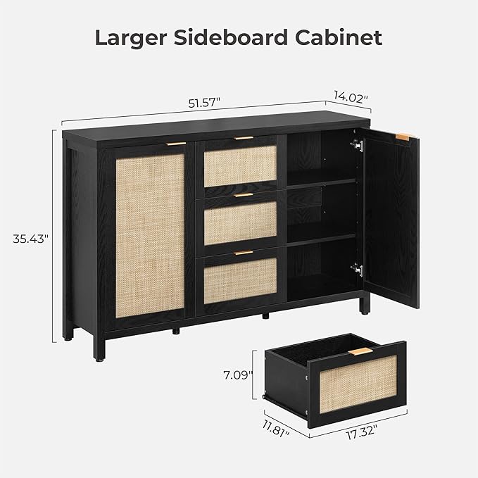 SICOTAS Rattan Large Sideboard Buffet Cabinet