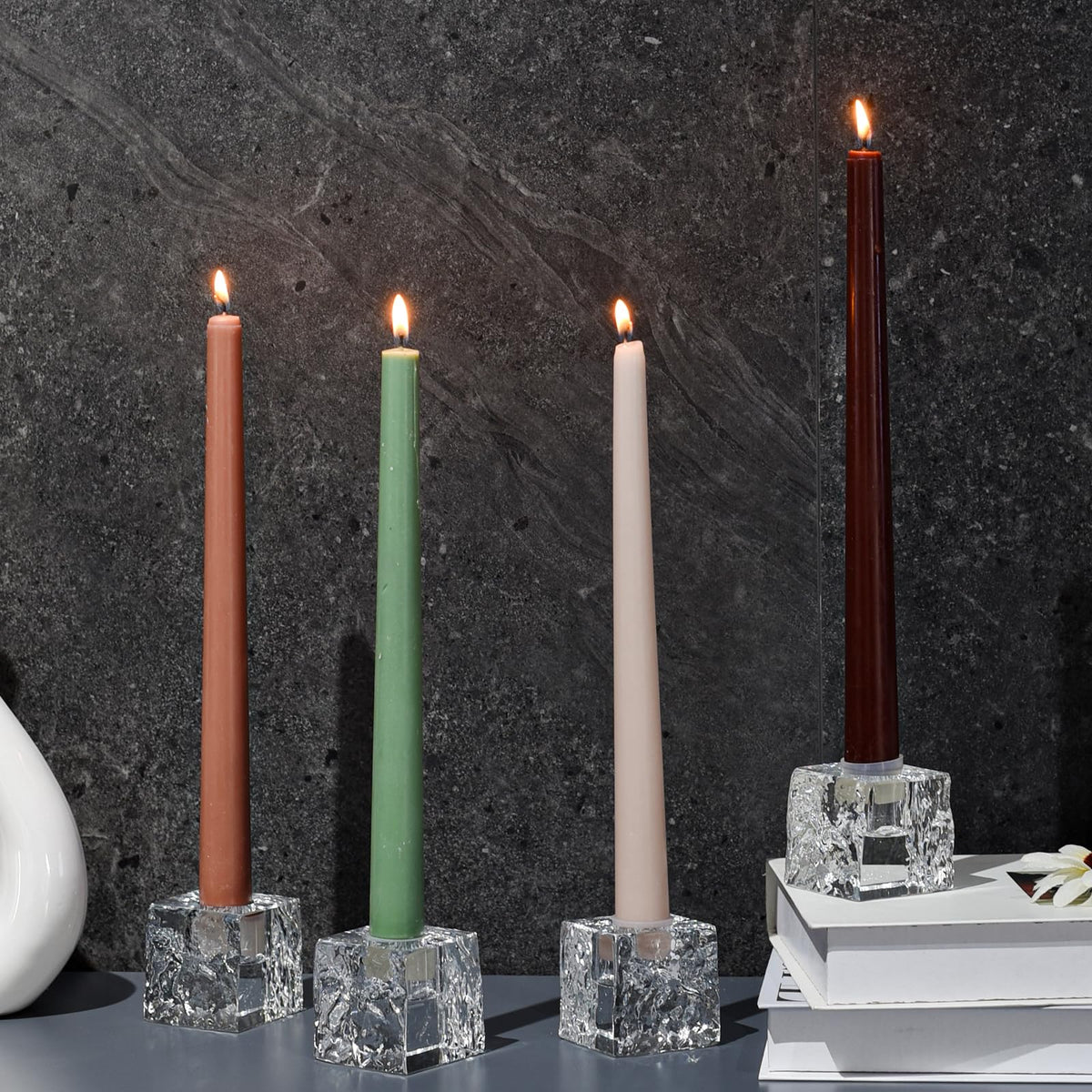 Kitcom Crystal Tea Light Candle Holders Pack of 4 for Tabletop Home Decor W1.97'' X H1.77'', Comes with Gift Box