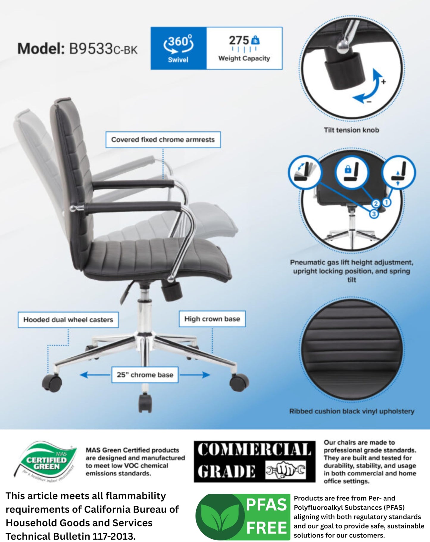 Boss Office Products Hospitality Chair, Black