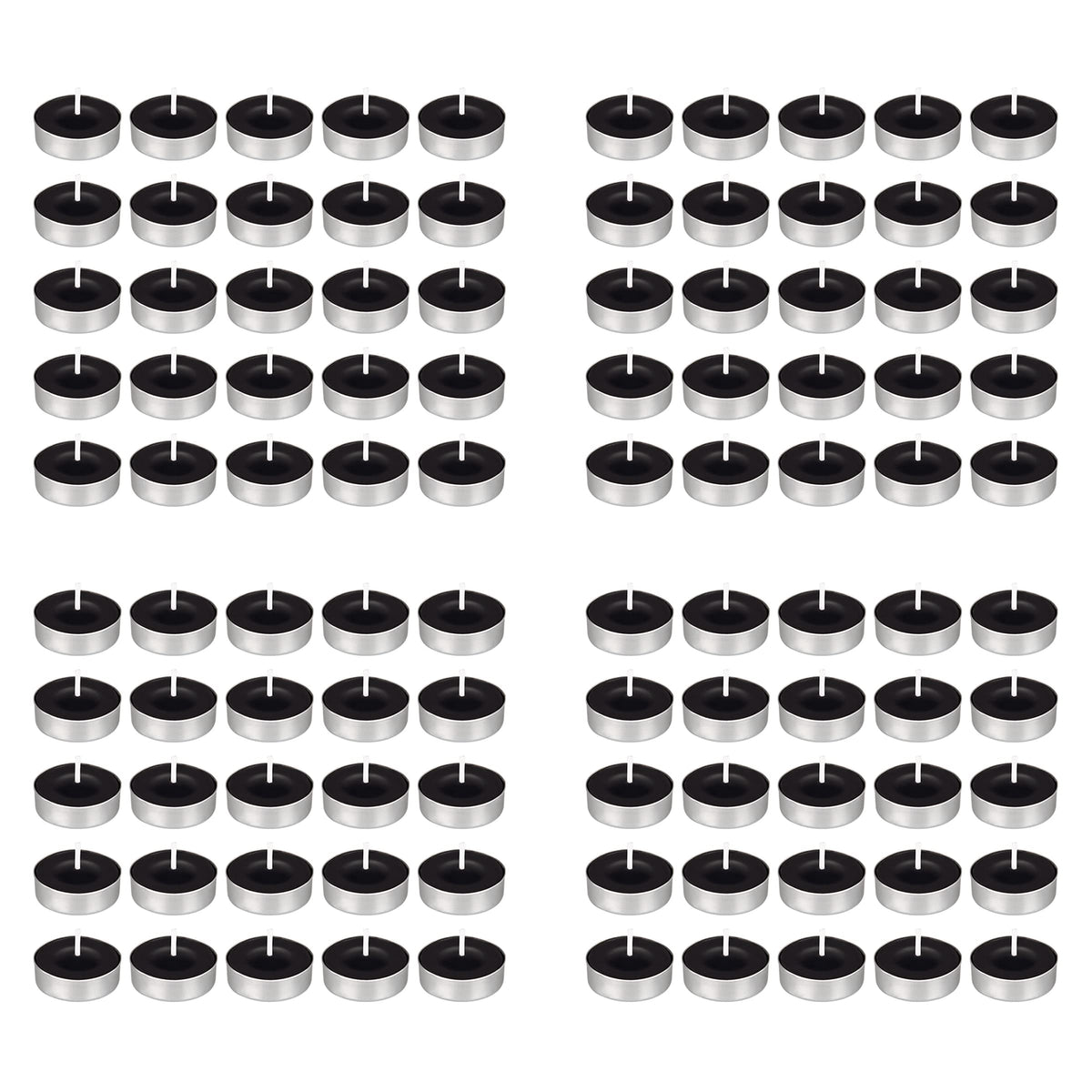 Mega Candles 100 pcs Unscented Black Tea Lights Candles, Pressed Wax Candle 3.5 Hour Burn Time, Home Décor, Wedding Receptions, Occasions, Festivities, Events, Meditations, Spa, Prayers, Vigil