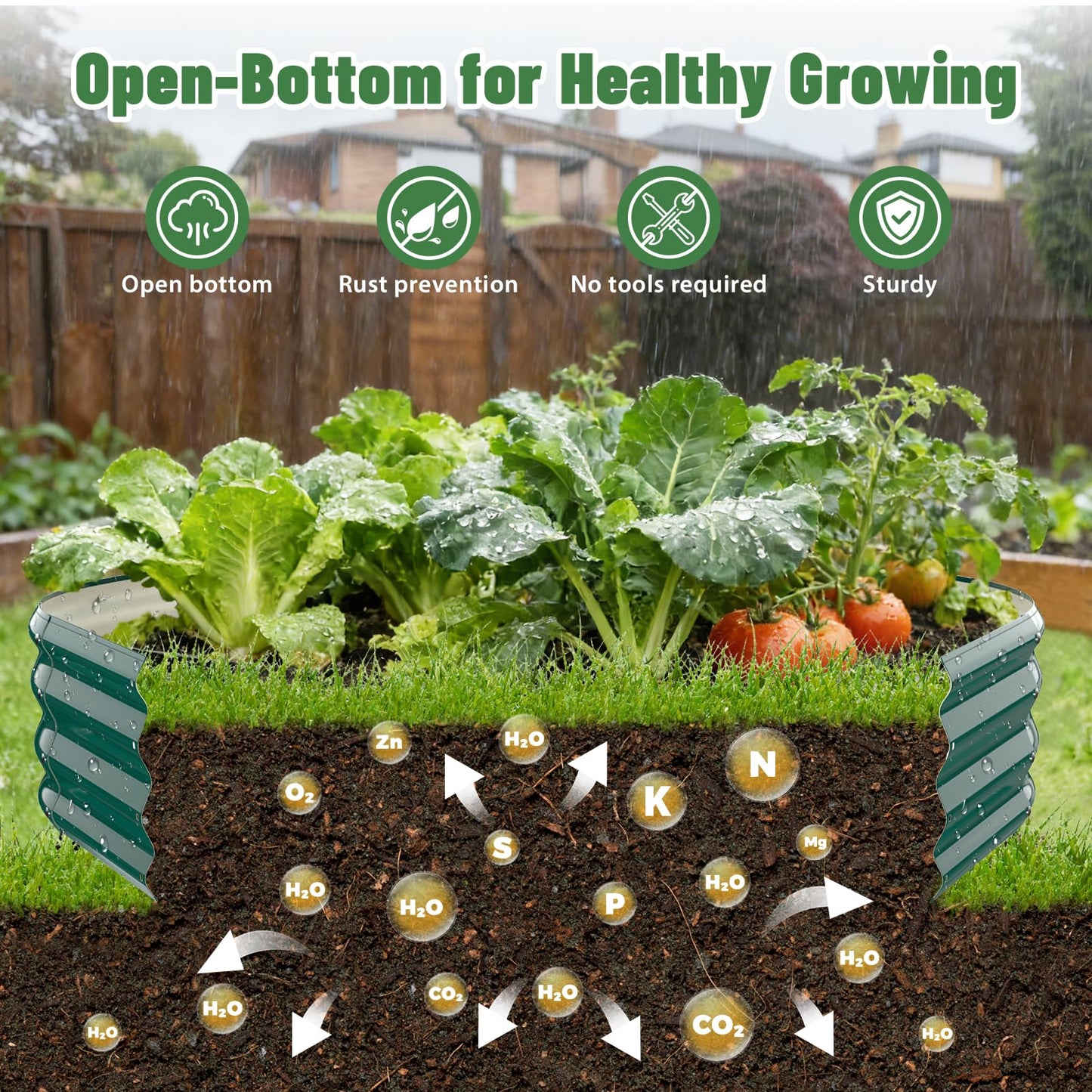 VAMFUTRE Hexagon Raised Garden Bed, 48 Inch Diagonal & 12 Inch Tall, Galvanized Steel Planter Box with Wave-Shaped Metal Panels for Outdoor Flower,Tree,Herb & Vegetable Garden (Dark Green, 4FT X 1FT)