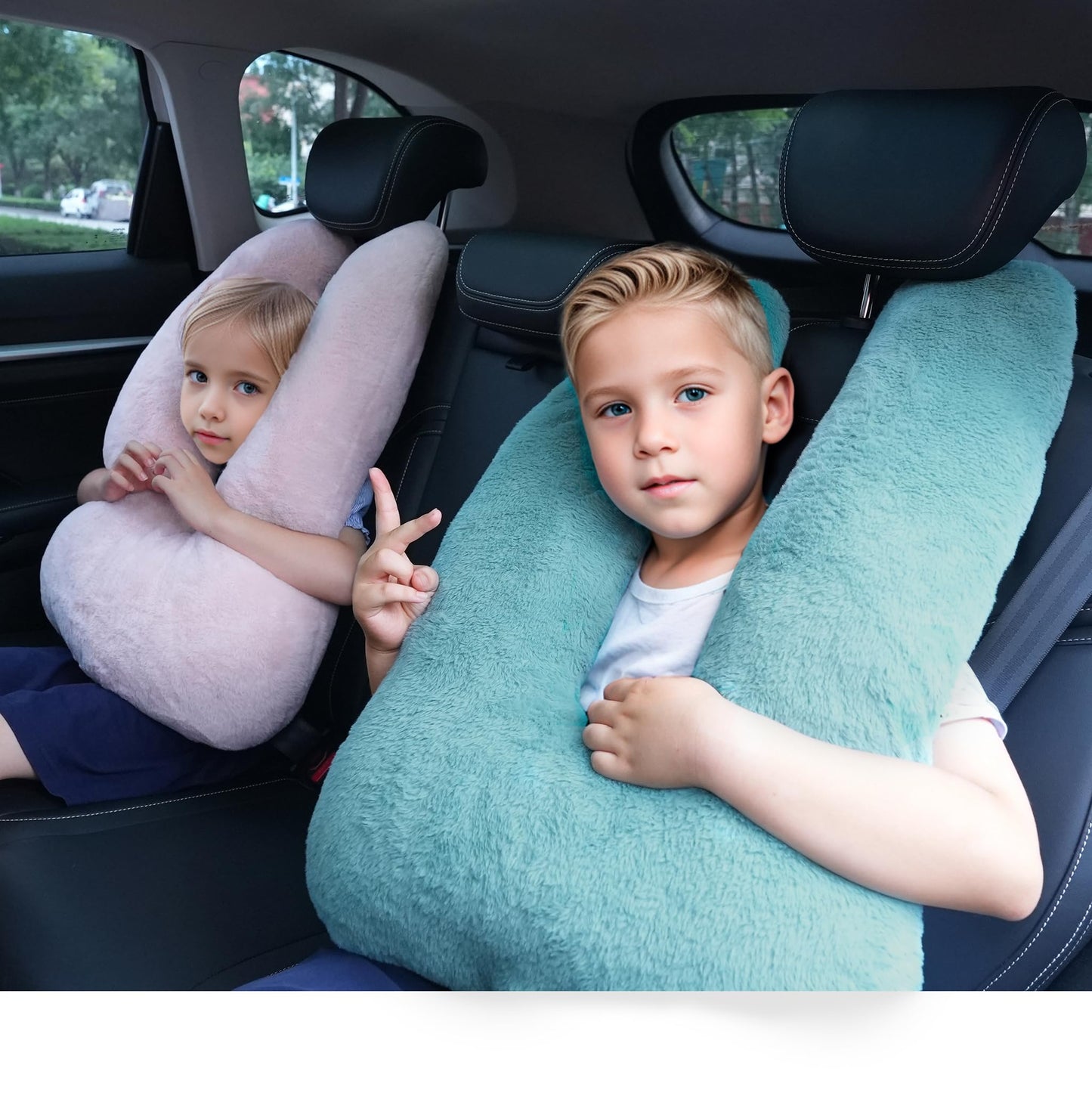 Atablyn Neck Pillow for Kids Travel Provides Double Support to The Head and Neck in Any Sleeping Position on Flights, Car, and at Home, Comfortable Airplane Travel Pillow