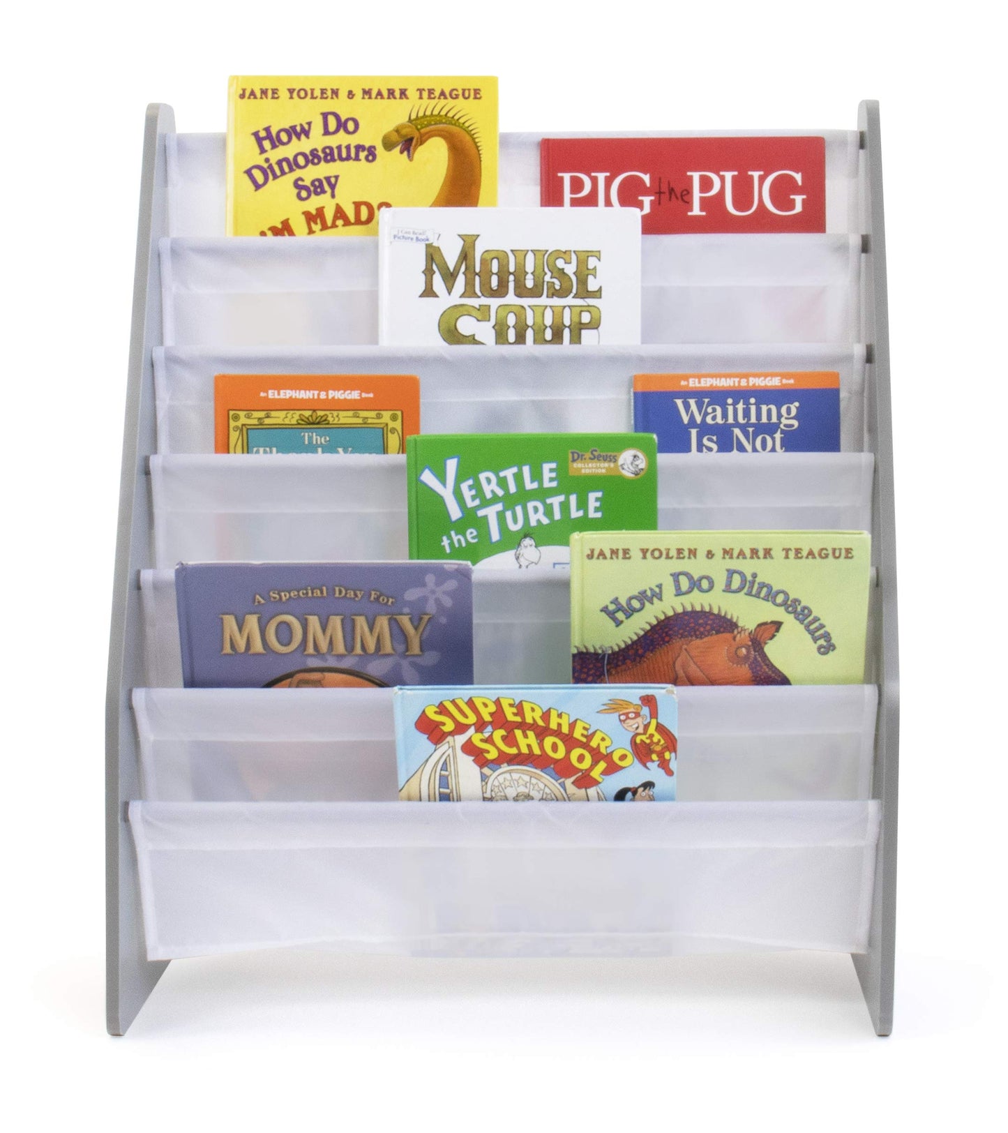 Humble Crew Kids Bookshelf, 6-Tier Front-Facing Book Display Organizer, Montessori Toddler Bookcase for Playroom, Bedroom & Reading Corner, Grey/White