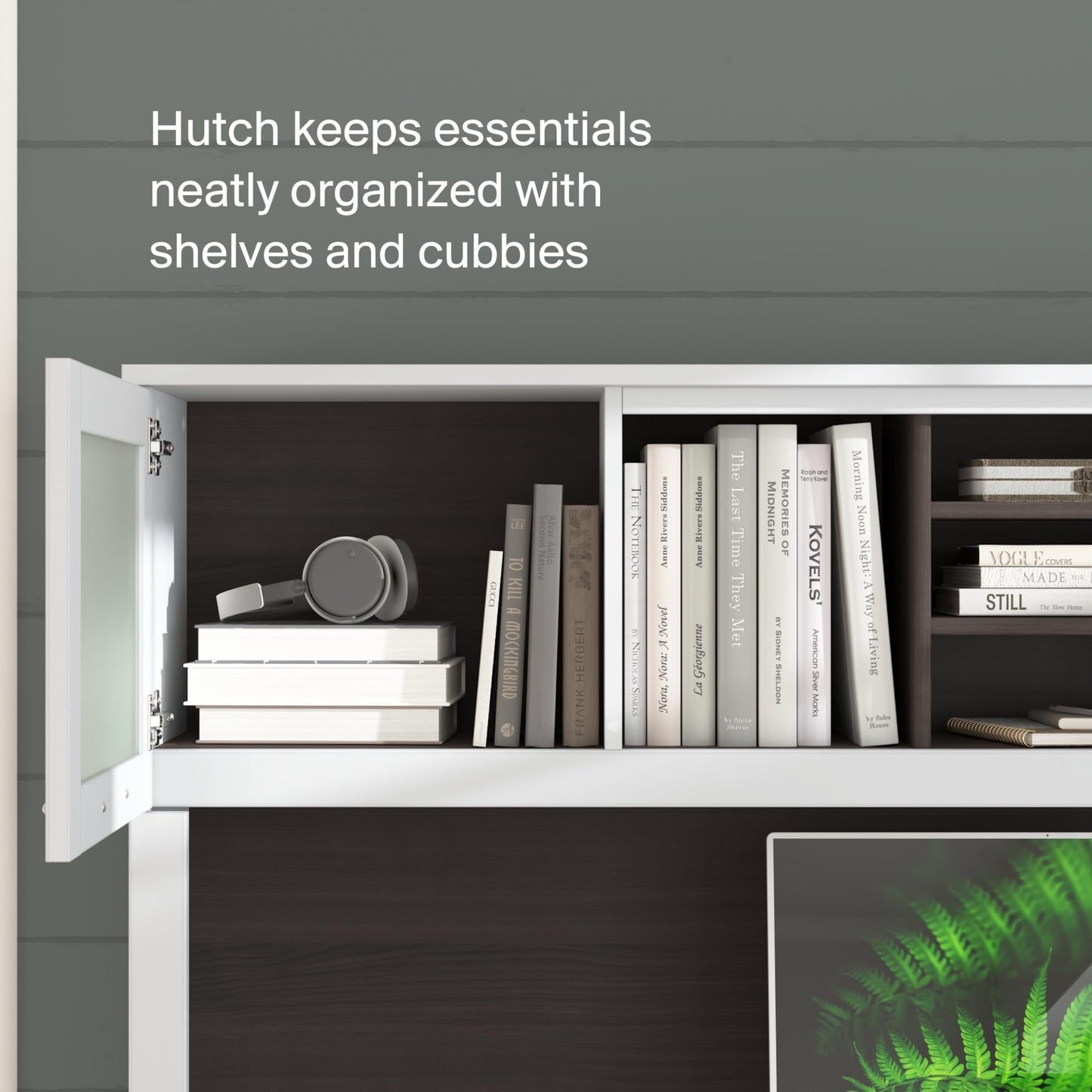 Bush Home 72-Inch L-Shaped Desk with Hutch, Corner Computer Office Desk with File and Box Drawers, Shelves and Storage Cabinet, Home Office Workstation, Somerset Collection, Storm Gray and White