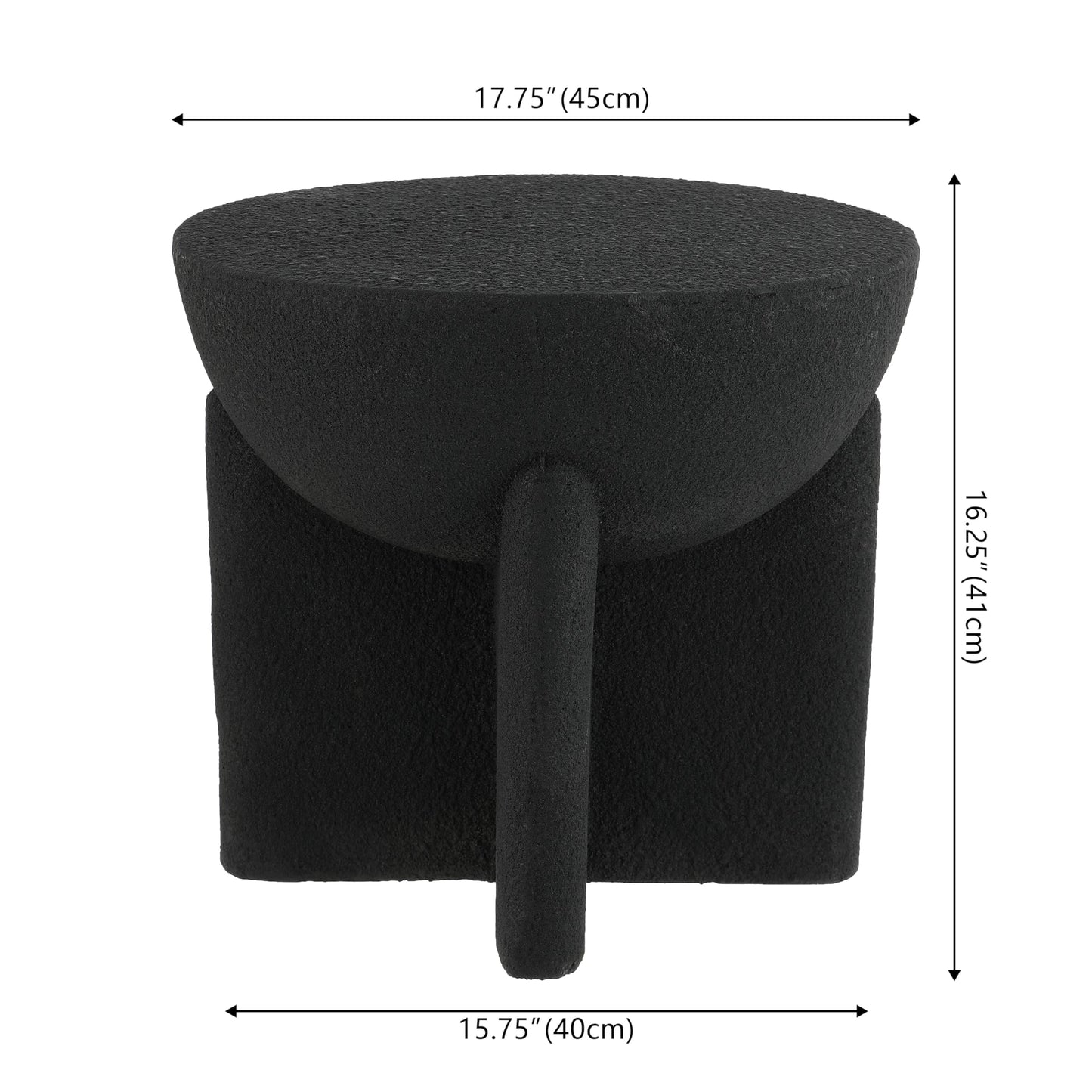 JONATHAN Y Brady Indoor/Outdoor Accent Table & Garden Stool, Minimalist Geometric Weather Resistant Sculptural Side Table for Patio, 17.75" x 16.25", Black Frosted TBL1109A