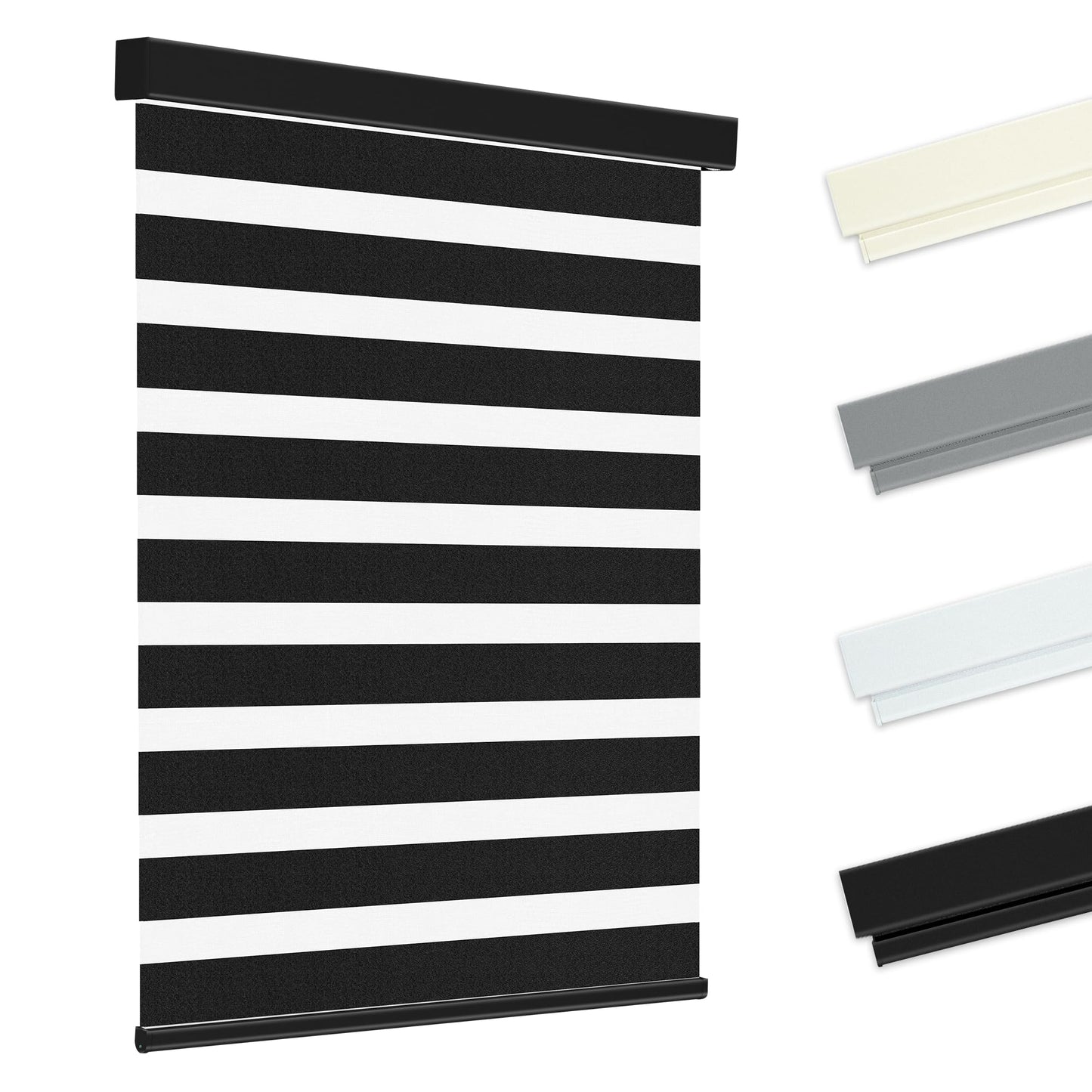 Allesin zen Cordless Zebra Blinds 22" W x 48" H Black, Dual Layer Day and Night Shades, Room Darkening Blackout & UV Protection, Child & Pet Safe, Easy Install, Home Office Window Treatment