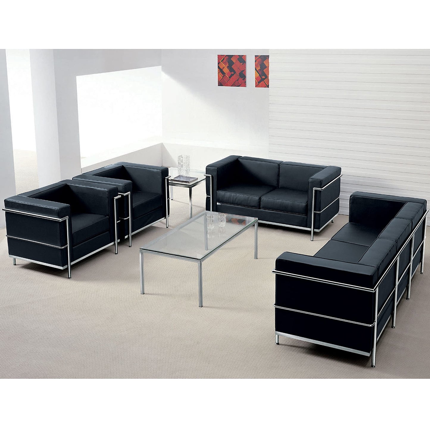 Flash Furniture HERCULES Regal Series Contemporary Black LeatherSoft Loveseat with Encasing Frame