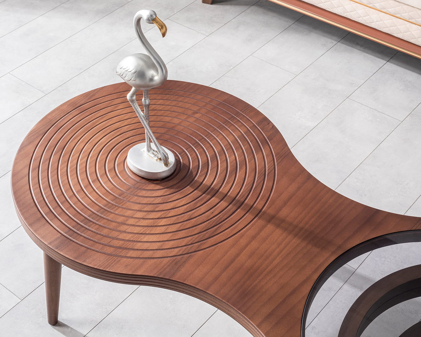 by Papella Design, Natural Walnut Veener Coffee Tables for Living Room, Rustic Table, Mesa De Centro para Sala, Center Table, Glass Table top, Walnut Color, (Relax)