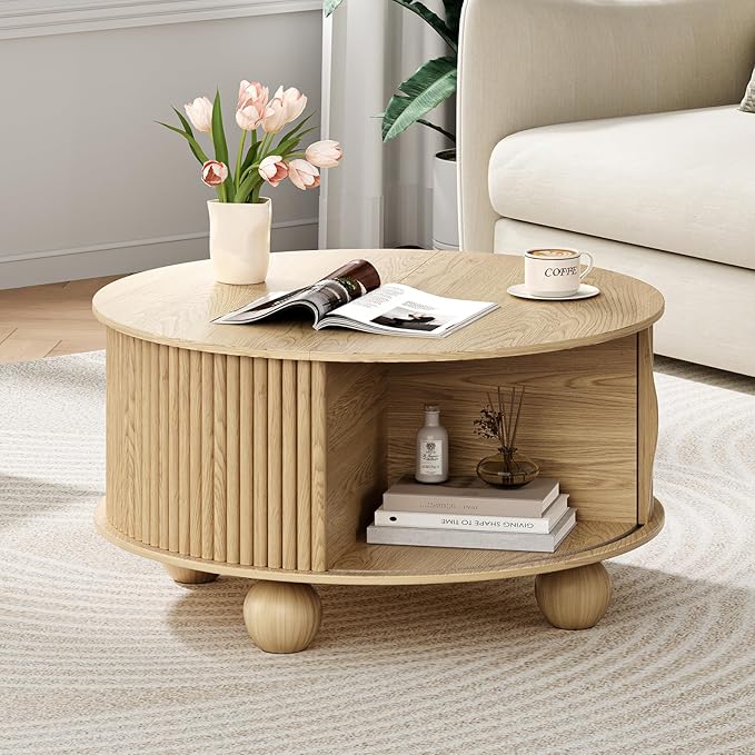 SULIVES Round Coffee Table