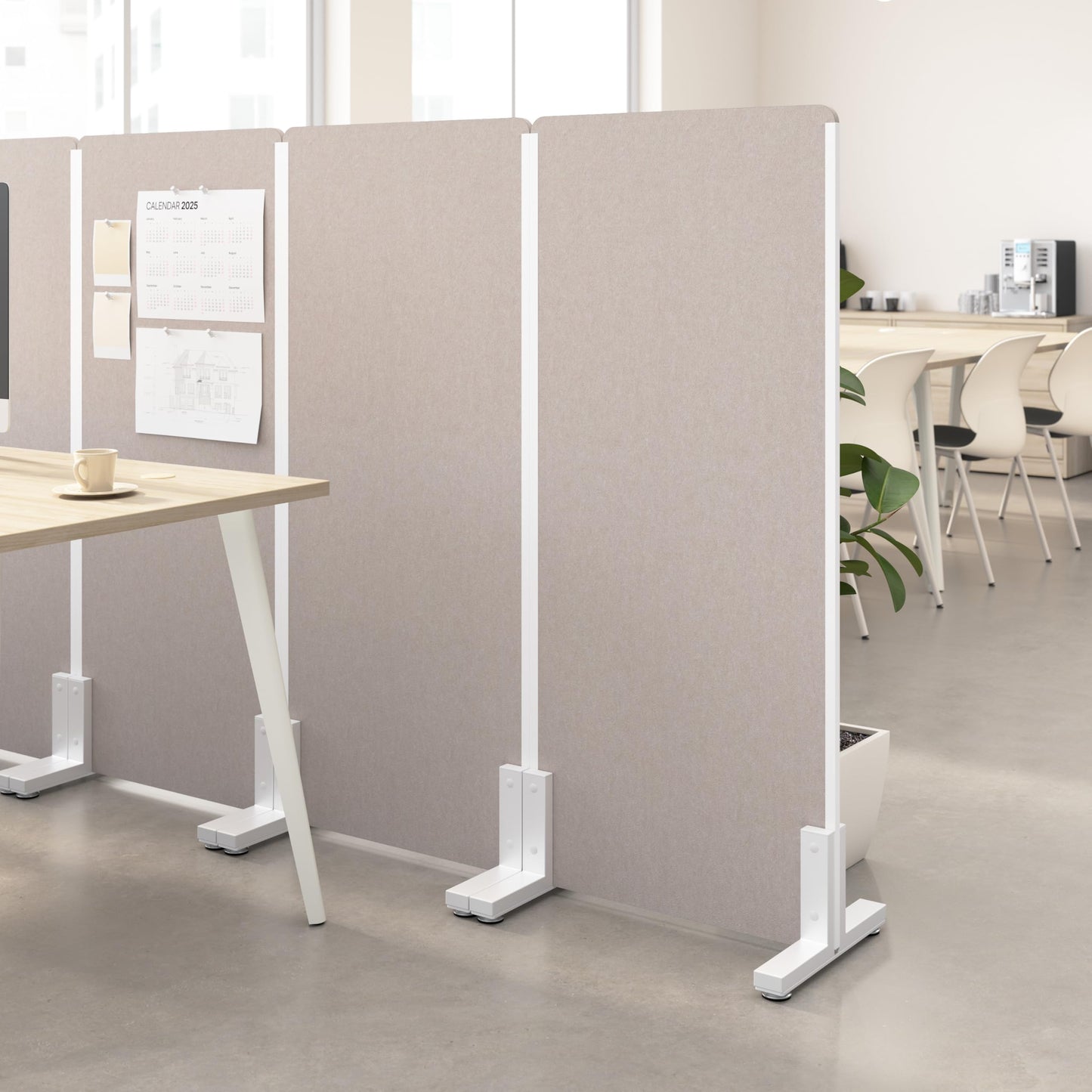 Bush Business Furniture 24W x 55H Freestanding Privacy Screen in Warm Beige, Standing Office Partition with Acoustic Sound Dampening Panel