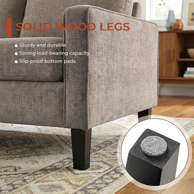 TLSUNNY Mid-Century Accent Chair, Modern Upholstered Chenille Armchair & Padded