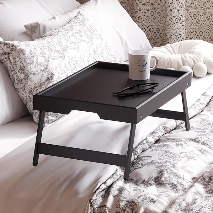 Fibogollo 2 Pack Bamboo Bed Tray Table