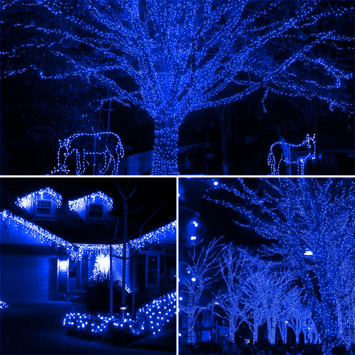 XTF2015 105ft 300 LED Christmas String Lights, End to End Plug 8 Modes Christmas Lights UL Certified Outdoor Indoor Fairy Light Christma s Tree, Patio, Garden, Party, Wedding, Holiday (Blue)