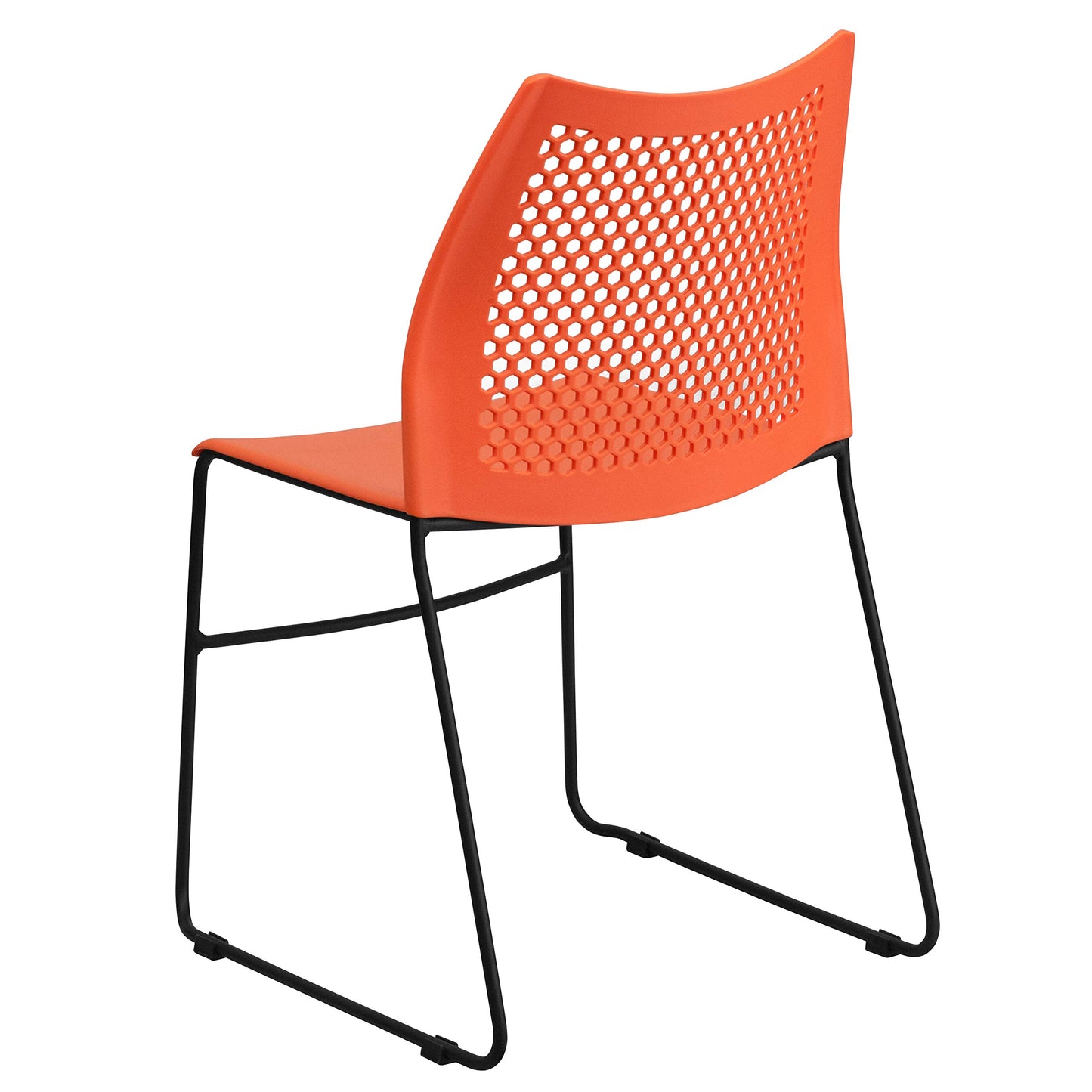 Flash Furniture Hercules Series Contoured Lobby Chairs with Air-Vent Honeycomb Backs, Ergonomic Stacking Chairs for Offices, Set of 5, Orange