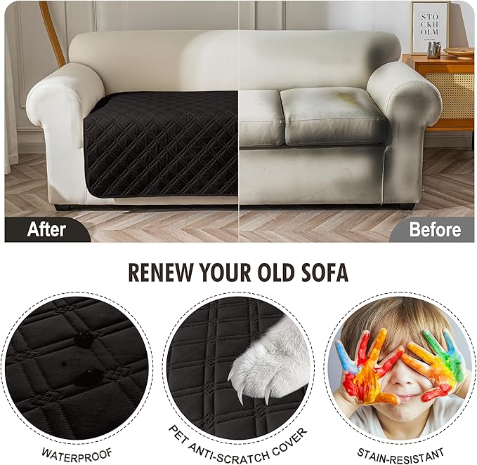 Genina Waterproof Couch Cover, Washable Anti-Slip 51 inch Loveseat Sofa Covers
