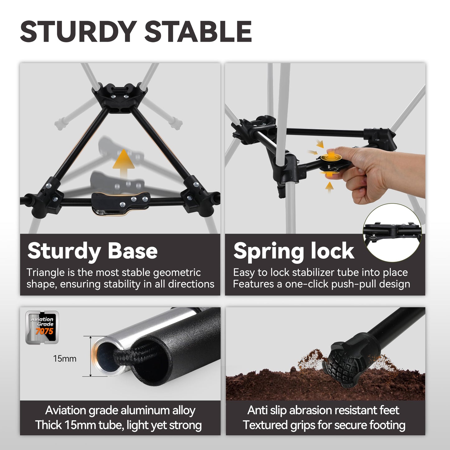 MARCHWAY Lightweight Folding Camping Chair with Spring Lock, Stable Compact Portable for Outdoor Camp, Travel, Beach, Picnic, Festival, Hiking, Backpacking (Lowback Black)