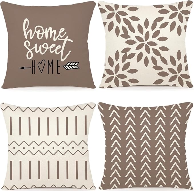 YCOLL Pillow Covers 18x18 Set of 4, Modern Sofa Throw Pillow Cover, Decorative