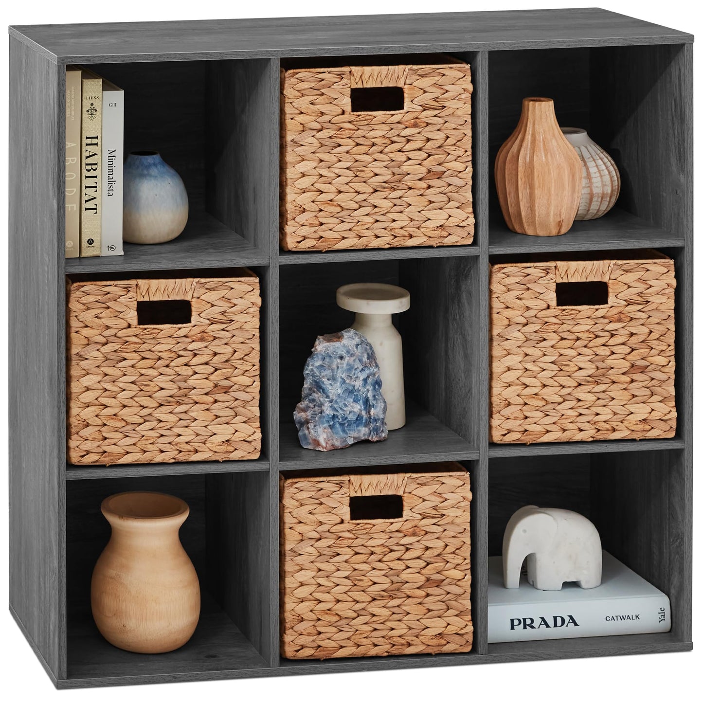 Best Choice Products 9-Cube Storage Organizer, 11in Shelf Opening, Bookcase, Display Shelf, Customizable w/ 3 Removable Back Panels - Dark Gray