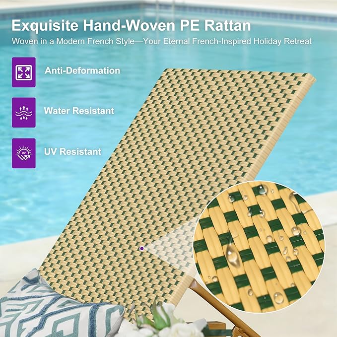 PURPLE LEAF Extra Wide Patio Chaise Lounge Set of 2 Outdoor Lounger French PE