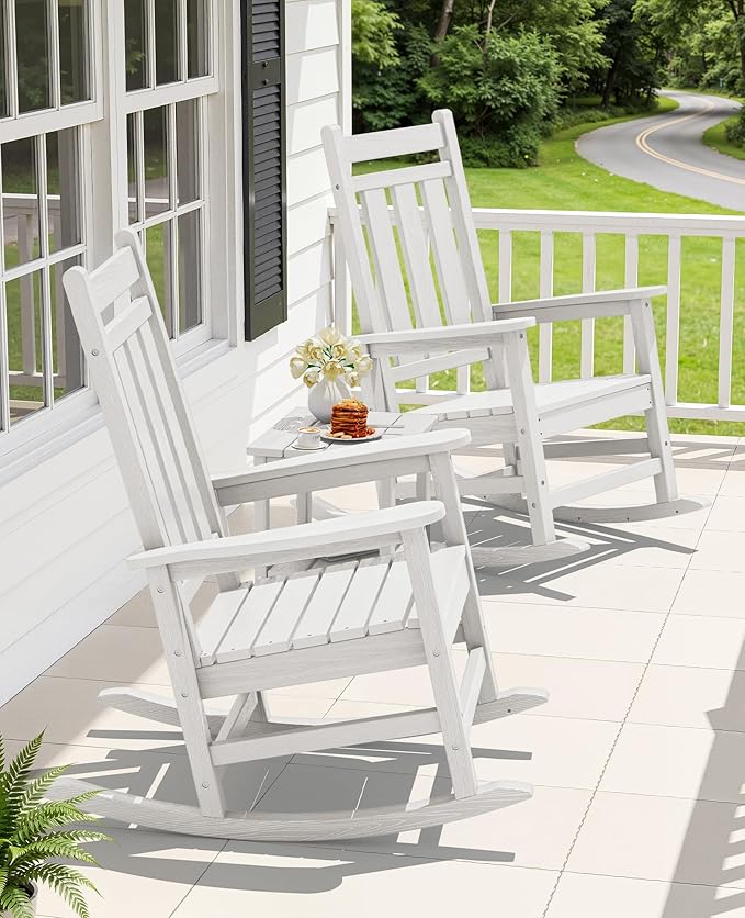 KINGYES Oversized Outdoor Rocking Chair Set of 6, All-Weather Patio Rocking