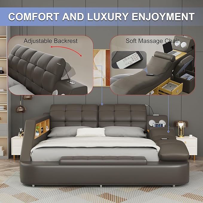 King Size Smart Multifunctional Bed Frame, Platform Bed