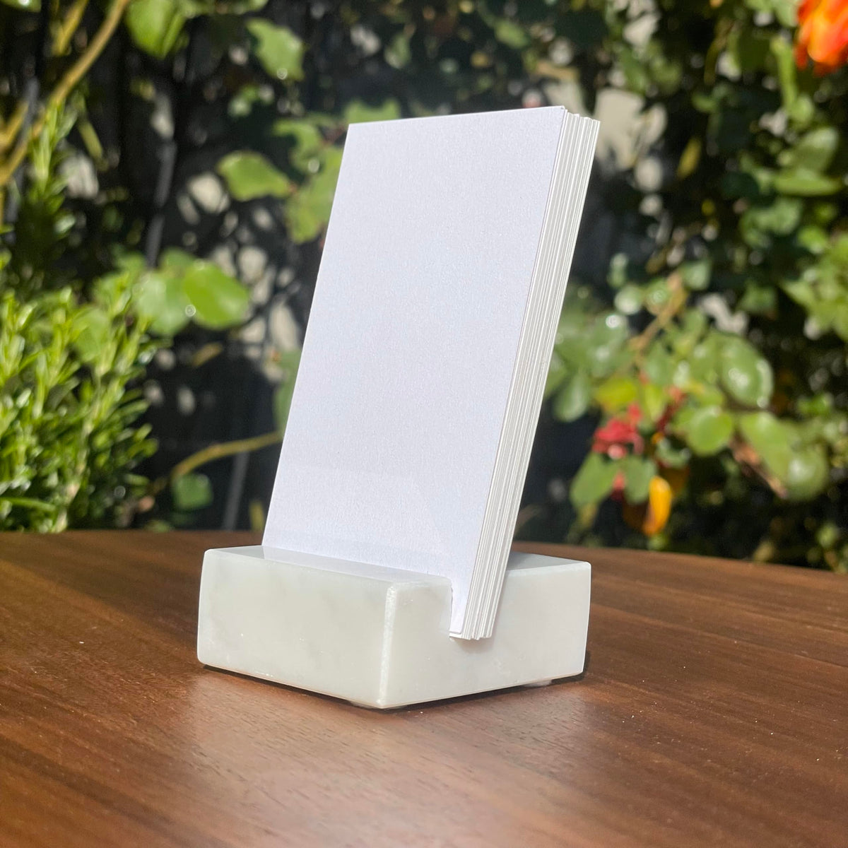 Craftsman Stoneworks Vertical Business Card Holder made from White Carrara Marble