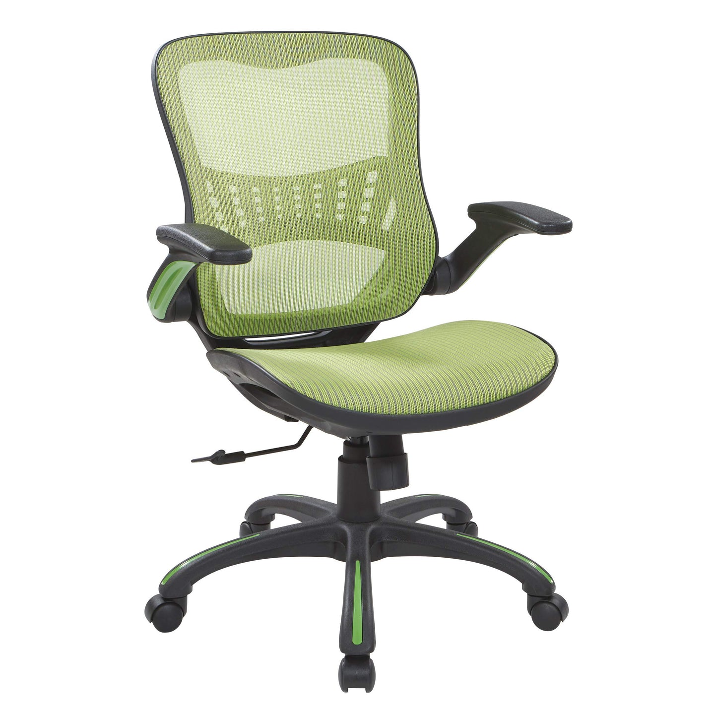 Office Star Riley Ventilated Manager's Office Desk Chair with Breathable Mesh Seat and Back, Black Base with Green