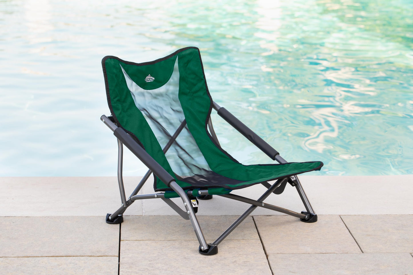 Cascade Mountain Tech Camping Chair - Low Profile Folding Chair for Camping, Beach, Picnic, Barbeques, Sporting Event with Carry Bag, Polyester, Green