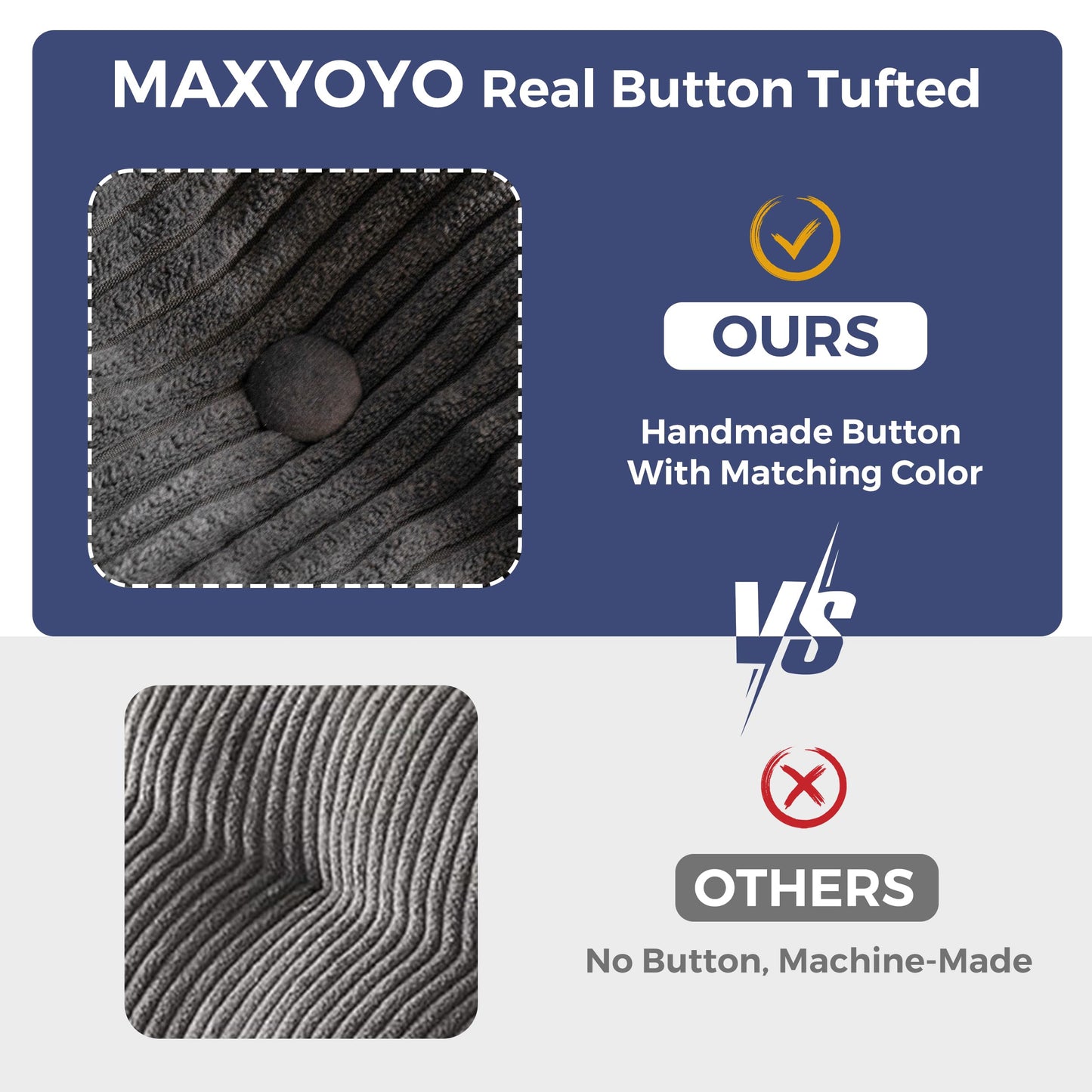 MAXYOYO Bean Bag Chair for Adults, Upholstered Floor Sofa with Armrests, Loveseat Boneless Couch with Tufted Cushion & Backrest, Sofa in A Box, Large Bean Bag Couch for Bedroom Living Room, Dark Grey