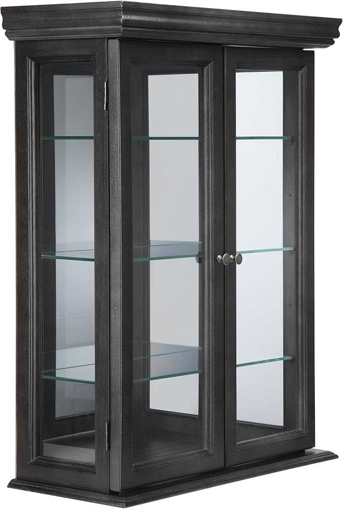 Design Toscano Country Tuscan Hardwood Wall Curio Cabinet: Ebony Black Finish