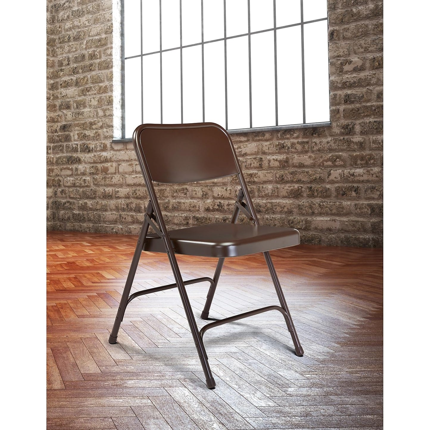 Steel Portable Folding Chairs by National Public Seating – 200 Series Premium Heavy-Duty Foldable Chairs for Indoor & Outdoor, Set of 4 – Comfortable, Durable, Institutional-Grade, Brown