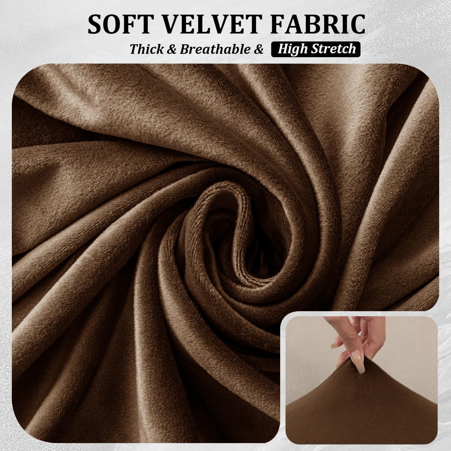 10 Pieces Sofa Cushion Covers for U-Shaped Modular Sectional Couch with 4 Seat+4 Back+2 Arms, Stretch Velvet Upholstered Covers for Sofa Bed with Deep Double Chaise (Caramel,Universal (10 Pieces))