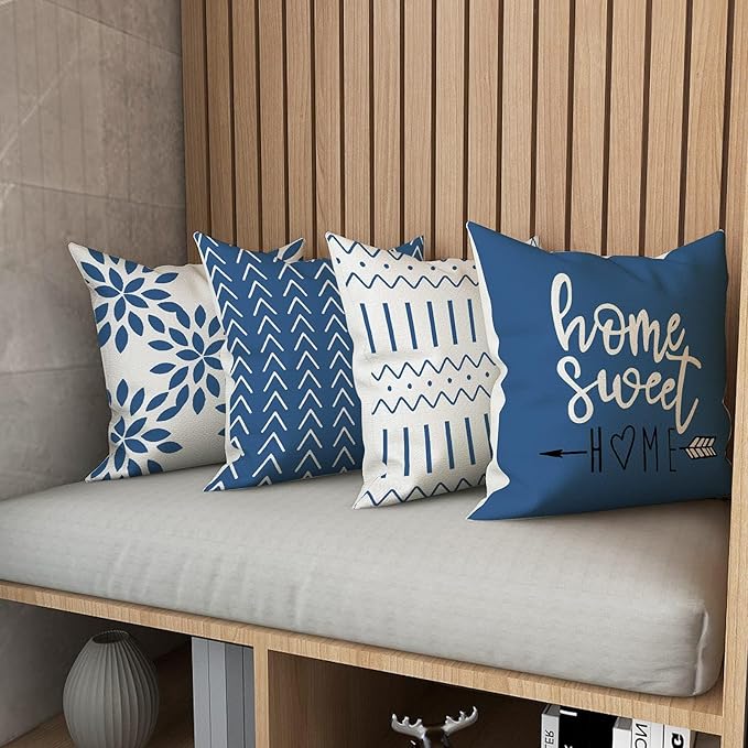 YCOLL Pillow Covers 18x18 Set of 4, Modern Sofa Throw Pillow Cover, Decorative
