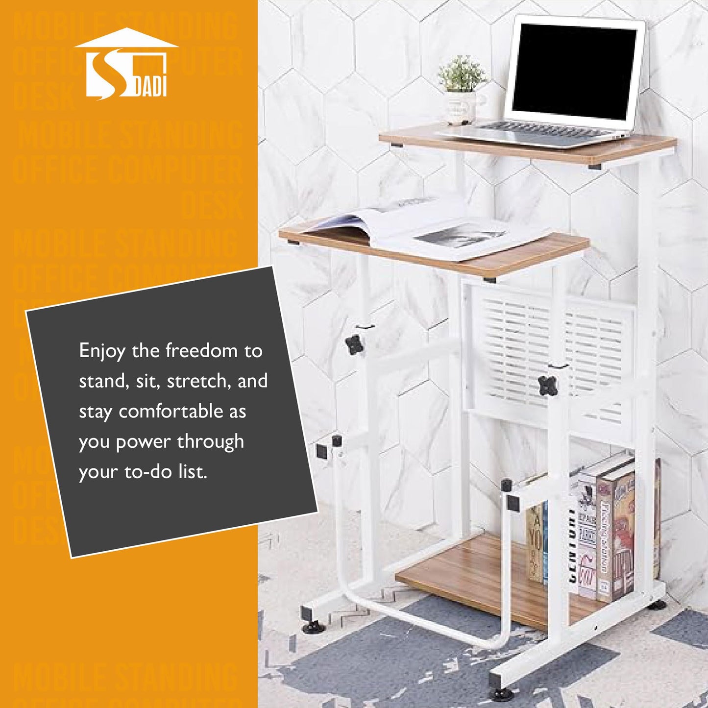 SDADI Adjustable-Height Standing Desk, 2-Mode Modern Standing and Sitting Desk, Light Grain