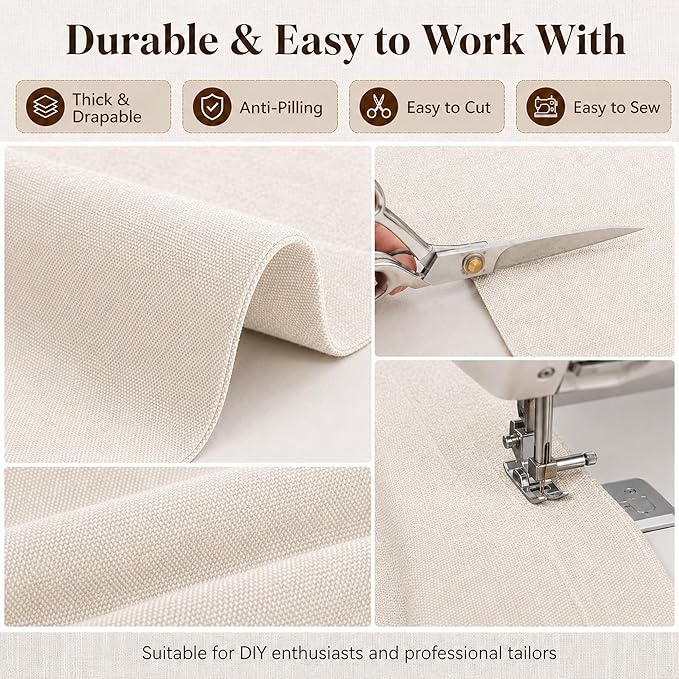 Mini Chenille Linen Blend Upholstery Fabric by the Yard, 57 Inch Wide Soft