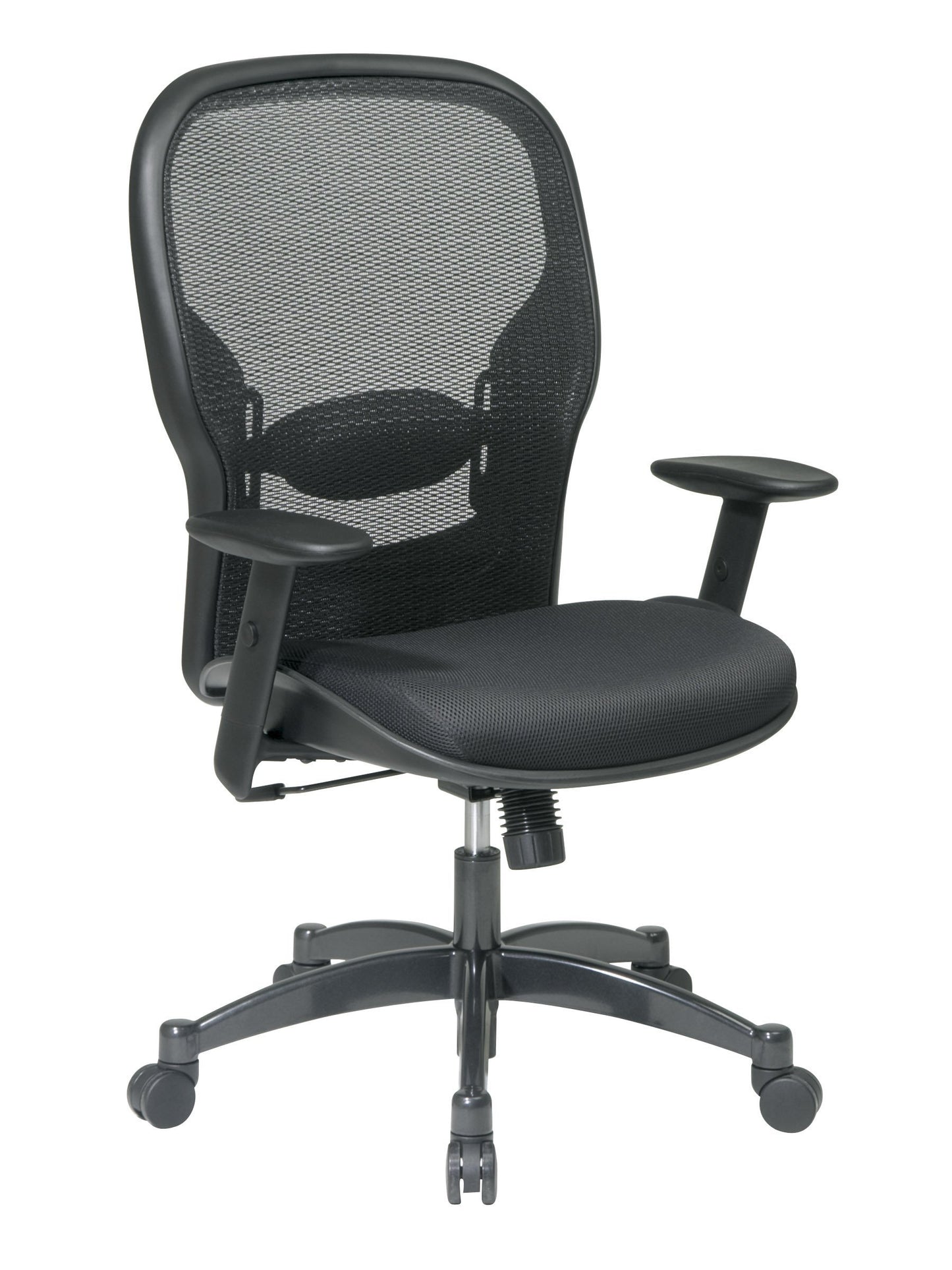 Space Seating 23 Series Breathable Mesh Back Adjustable Manager's Office Chair with Padded Mesh Seat and Heavy Duty Gunmetal Finish Base, Black