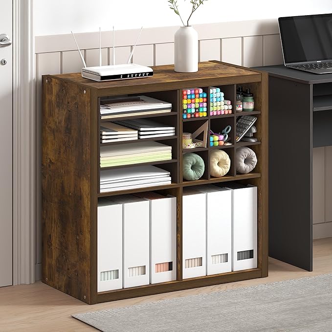 Furinno Cubicle Book Shelf, 4-Cube Bookshelf, Extra Thick Frame Reversible