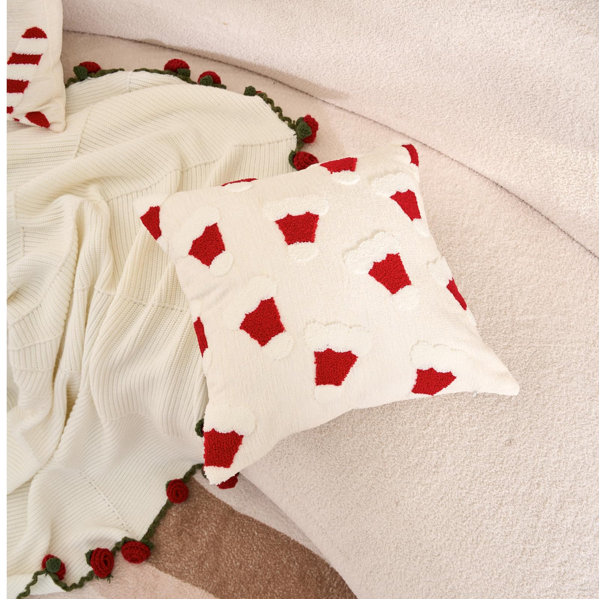 Avigers Throw Pillow Covers, Red White Gold Velvet Cover, 18 x 18 Inch