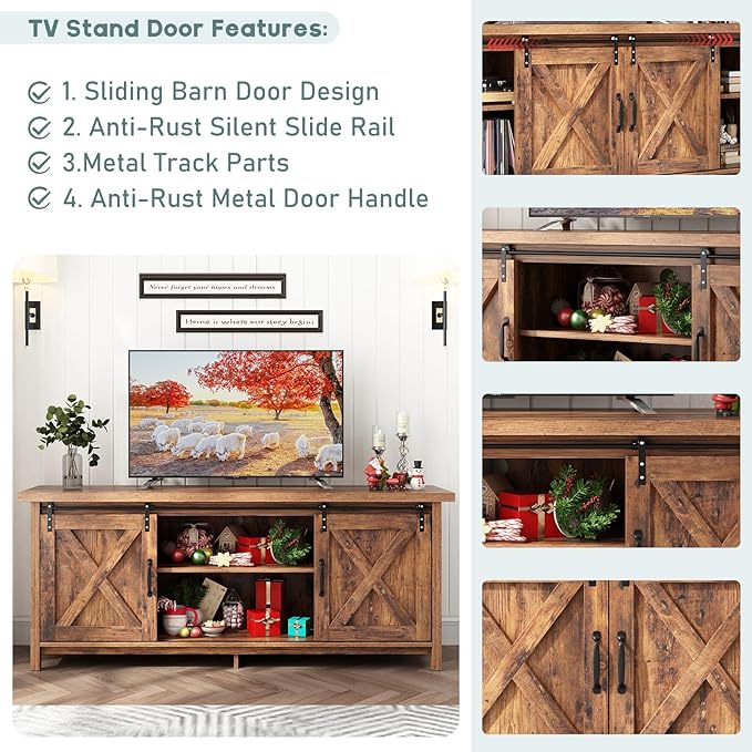 Farmhouse TV Stand for 55-65in TV