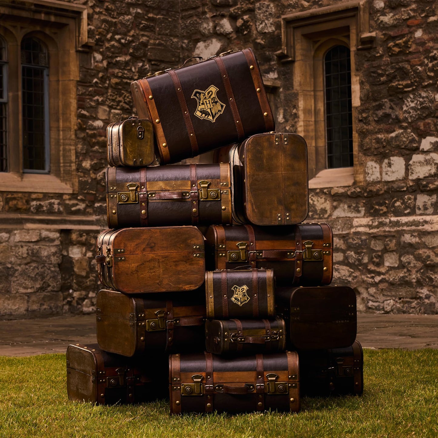 Harry Potter Hogwarts School Trunk - Large 17.5” Collectible Storage Chest with Hogwarts Crest - Official Wizarding World Prop Replica & Decorative Keepsake Box - Not for Travel Use