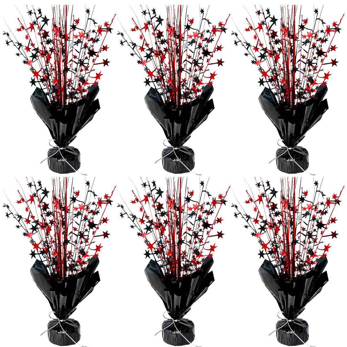 YinNorth 6 Pack Metallic Foil Spray Table Centerpiece Decoration Star Brust Glitter Table Topper Decor for Birthday Circus Casino Graduation Christmas New Year's Eve Party Supplies Red Black