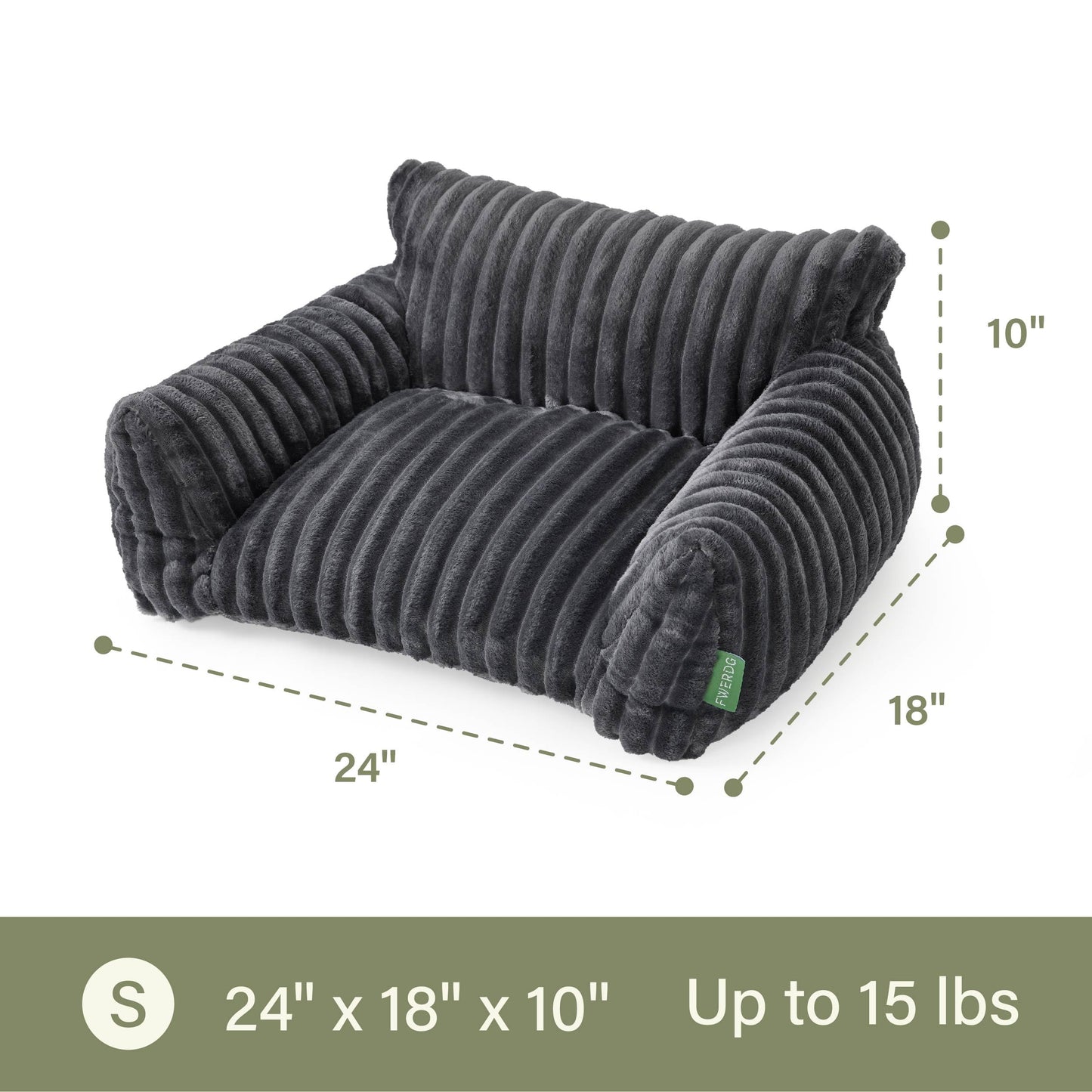 FWERDG Cute Couch Bed for Pets, Supportive Cat Sofa for Indoor Cats, Small Dog Sofa Bed for Small Dogs, Grey, 24 inches
