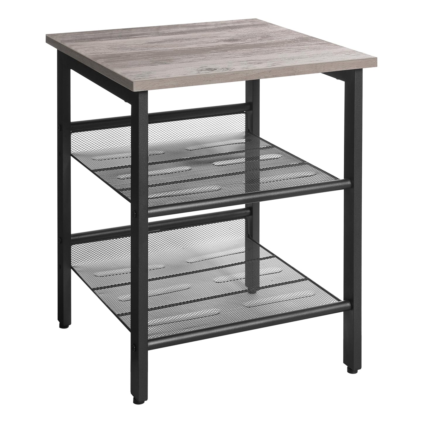 VASAGLE Nightstand, Set of 2 Side Tables, End Tables with Adjustable Mesh Shelves, for Living Room, Bedroom, Industrial, Stable Steel Frame, Easy Assembly, Greige and Black ULET024B02