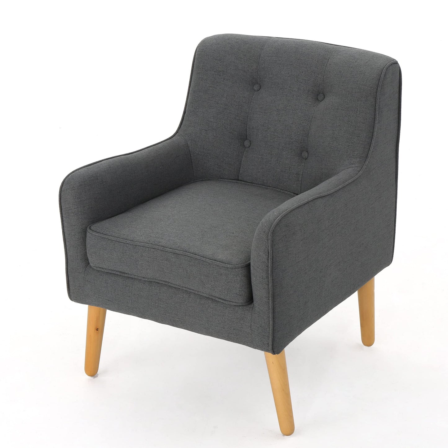 Christopher Knight Home Mariah Mid-Century Modern Loveseat (Grey) and Felicity Mid-Century Fabric Arm Chair (Charcoal)