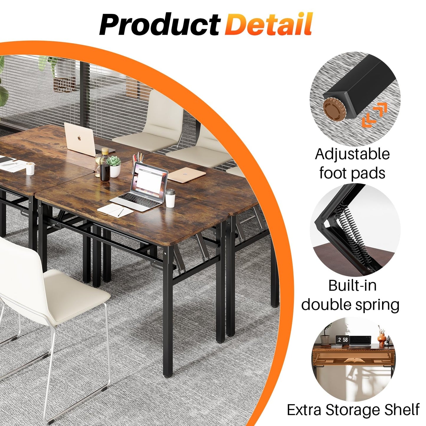 BYMECOST 31.5 inches Folding Desk Small Desk, No Assembly Computer Desk with Storage Shelf, No Install Small Foldable Table for Home Office,Study Table for Small Space (Brown, 31.5")