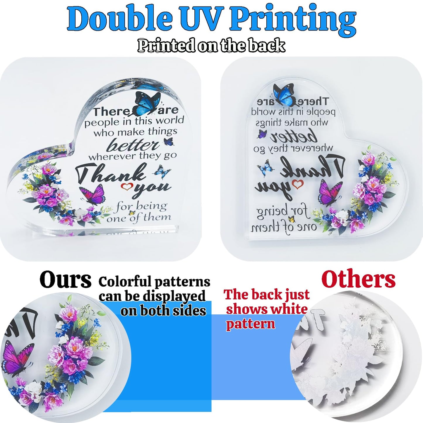 Ewong Thank You Gifts for Women, Acrylic Heart Keepsake for Female, Appreciation Friend Teacher Coworker Manager Superior Boss Volunteer Nurse Doctor Director Gifts Ideas (Thank you 1)