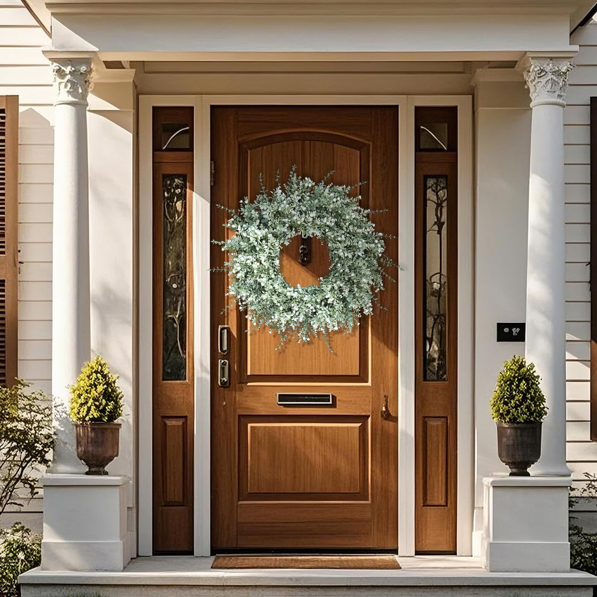26''Large Artificial Eucalyptus Wreath for Front Door(White-Green)