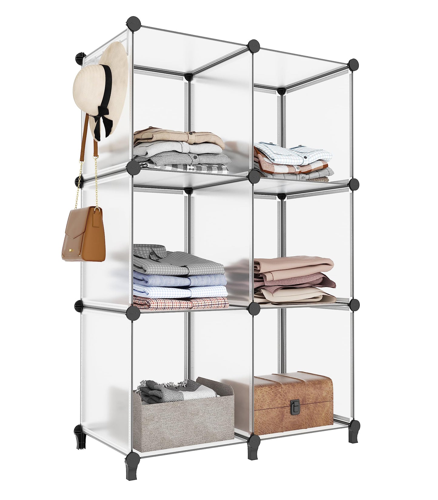 HOMIDEC 6-Cube Storage Organizer, Closet Organizer Storage Shelf Bookcase Bookshelf with Metal Hammer, Storage Cubes Organizer Cabinet for Kids, Closet, Bedroom, Bathroom, (11.8x11.8x11.8 inch)